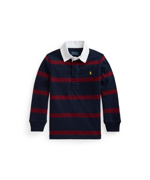 ストライプド コットン ジャージー ラグビー シャツ