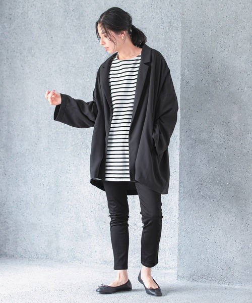 LEPSIM（レプシィム）の「ボーダーＢＩＧロンT長袖　959132（Tシャツ/カットソー・レディース・ブラック/オレンジ/ブラウン/オフホワイト/モカ/イエロー/ブラック系その他・FREE）」の11枚目の写真