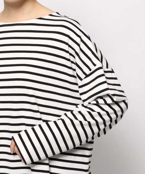 LEPSIM（レプシィム）の「ボーダーＢＩＧロンT長袖　959132（Tシャツ/カットソー・レディース・ブラック/オレンジ/ブラウン/オフホワイト/モカ/イエロー/ブラック系その他・FREE）」の19枚目の写真