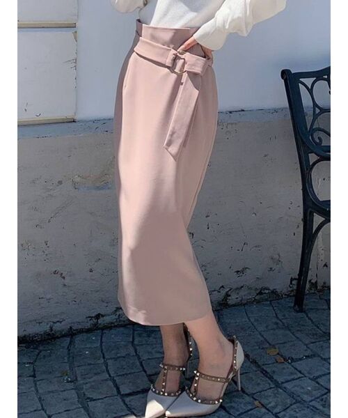 RESEXXY（リゼクシー）の「ベルトリボンペンシルスカート（スカート・レディース・ブラック/ベージュ/グリーン/ワイン・FREE）」の2枚目の写真