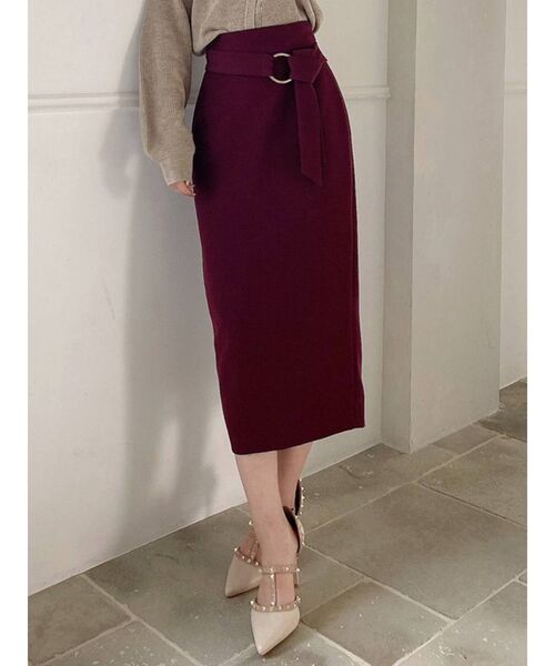 RESEXXY（リゼクシー）の「ベルトリボンペンシルスカート（スカート・レディース・ブラック/ベージュ/グリーン/ワイン・FREE）」の4枚目の写真