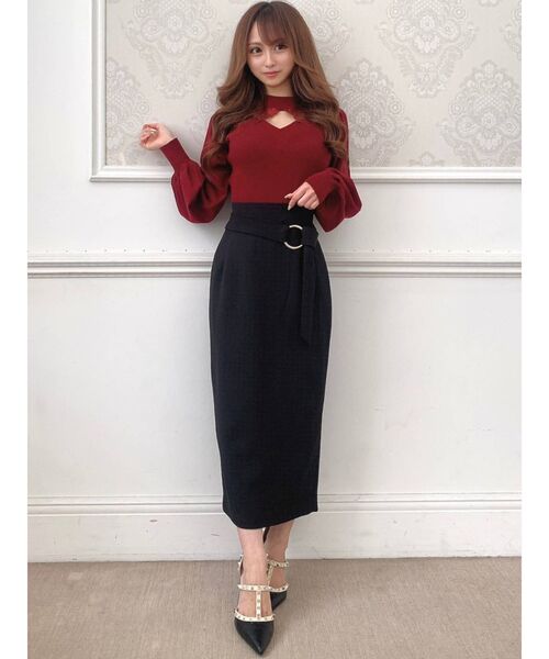 RESEXXY（リゼクシー）の「ベルトリボンペンシルスカート（スカート・レディース・ブラック/ベージュ/グリーン/ワイン・FREE）」の5枚目の写真