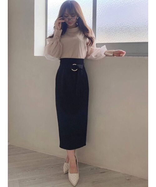 RESEXXY（リゼクシー）の「ベルトリボンペンシルスカート（スカート・レディース・ブラック/ベージュ/グリーン/ワイン・FREE）」の7枚目の写真