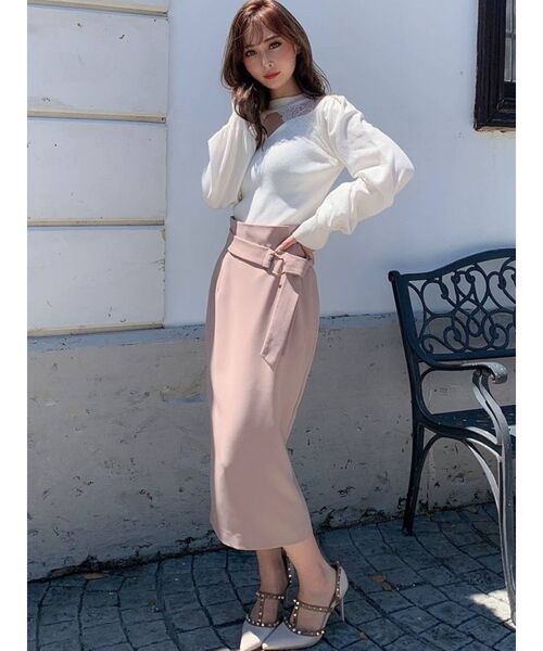 RESEXXY（リゼクシー）の「ベルトリボンペンシルスカート（スカート・レディース・ブラック/ベージュ/グリーン/ワイン・FREE）」の10枚目の写真