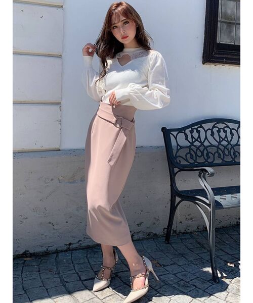 RESEXXY（リゼクシー）の「ベルトリボンペンシルスカート（スカート・レディース・ブラック/ベージュ/グリーン/ワイン・FREE）」の11枚目の写真