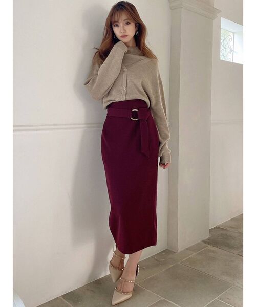 RESEXXY（リゼクシー）の「ベルトリボンペンシルスカート（スカート・レディース・ブラック/ベージュ/グリーン/ワイン・FREE）」の14枚目の写真