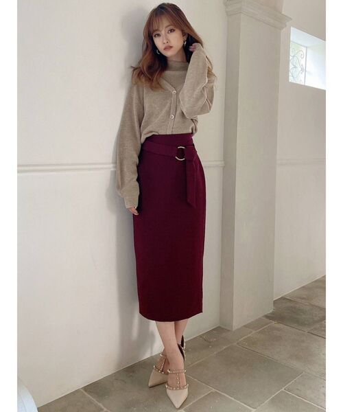 RESEXXY（リゼクシー）の「ベルトリボンペンシルスカート（スカート・レディース・ブラック/ベージュ/グリーン/ワイン・FREE）」の17枚目の写真