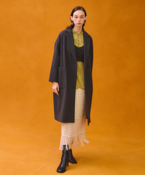 PUBLIC TOKYO（パブリックトウキョウ）の「オープンスリーブセミダブルコート（チェスターコート・レディース・パープル/ダークグレー・FREE）」の16枚目の写真