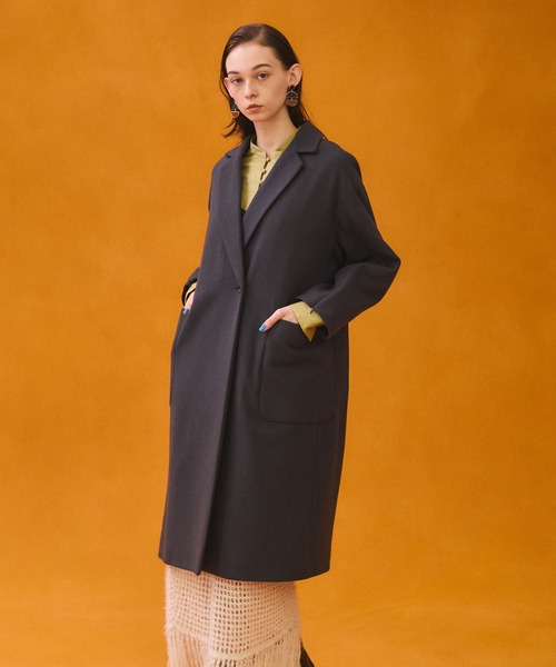 PUBLIC TOKYO（パブリックトウキョウ）の「オープンスリーブセミダブルコート（チェスターコート・レディース・パープル/ダークグレー・FREE）」の12枚目の写真