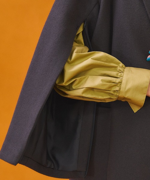 PUBLIC TOKYO（パブリックトウキョウ）の「オープンスリーブセミダブルコート（チェスターコート・レディース・パープル/ダークグレー・FREE）」の8枚目の写真