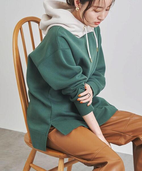 coen（コーエン）の「【WEB限定復刻】CVC裏起毛オーバーサイズフーディパーカー（セットアップ対応可能）（パーカー・レディース・ブラック/オフホワイト/ブラック系その他/グリーン系その他/オレンジ系その他/ライラック系・MEDIUM/LARGE）」の4枚目の写真