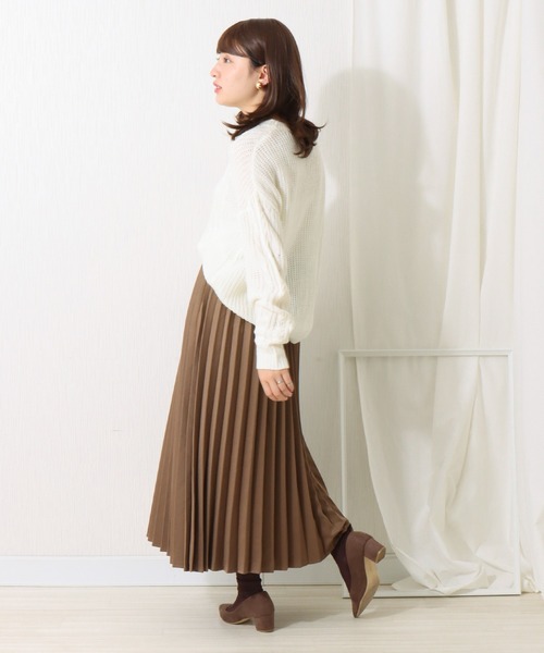 libelle more（リベル モア）の「起毛ツイル　アコーディオンプリーツスカート（スカート・レディース・ブラック/モカ/ライトカーキ/グレイッシュベージュ・M/L）」の5枚目の写真