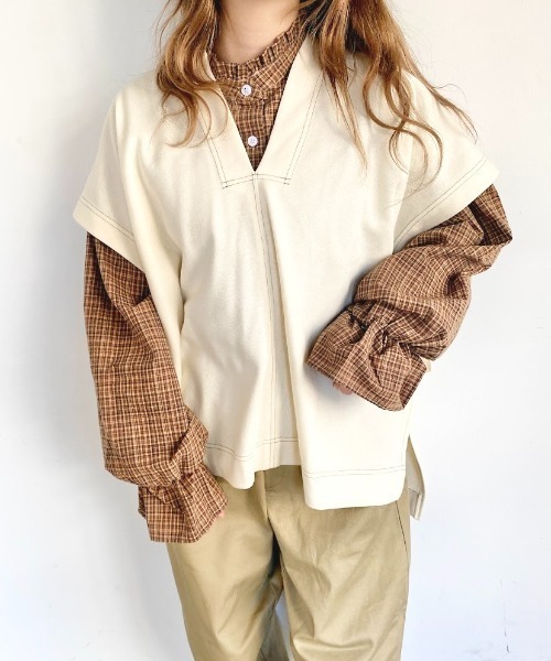 nemne store(ネンネストア)の「秋の香りのサイドリボンVネックベスト(ベスト・レディース・ブルー/アイボリー/スミクロ・フリー)」の9枚目の写真