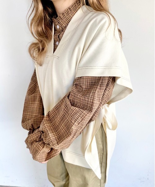 nemne store(ネンネストア)の「秋の香りのサイドリボンVネックベスト(ベスト・レディース・ブルー/アイボリー/スミクロ・フリー)」の13枚目の写真
