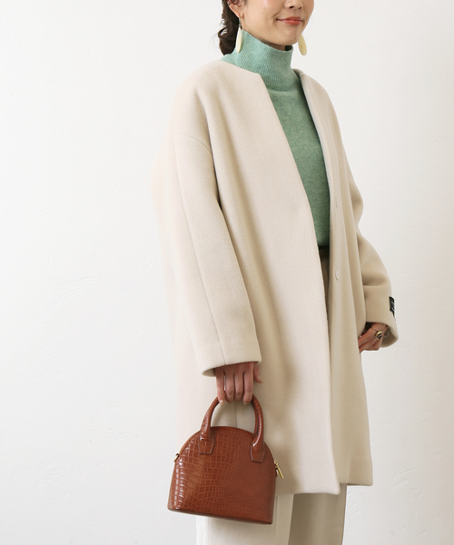 Simplicite（サンプリシテ）の「MANTECO Wフェイスノーカラーコート◆（ノーカラーコート・レディース・アイボリー/パープル/イエロー・FREE）」の5枚目の写真