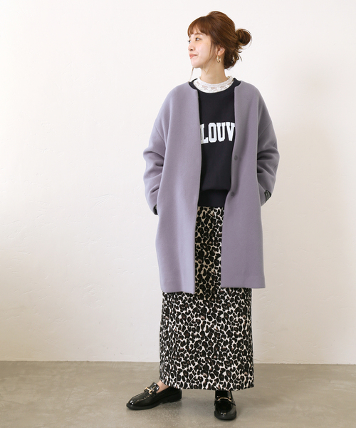 Simplicite（サンプリシテ）の「MANTECO Wフェイスノーカラーコート◆（ノーカラーコート・レディース・アイボリー/パープル/イエロー・FREE）」の11枚目の写真