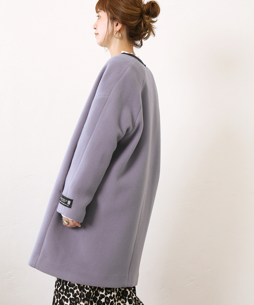 Simplicite（サンプリシテ）の「MANTECO Wフェイスノーカラーコート◆（ノーカラーコート・レディース・アイボリー/パープル/イエロー・FREE）」の14枚目の写真