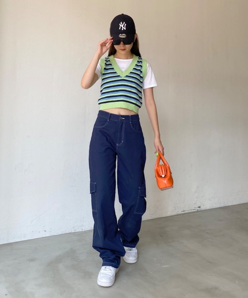 SHAGGIE（シャギー）の「カラーステッチカーゴパンツ（カーゴパンツ・レディース・ブラウン/ブラック/ネイビー/ベージュ/ホワイト・SMALL/MEDIUM）」の18枚目の写真