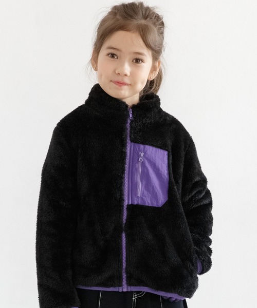 Bee des Bee（ビーデスビー）の「ボアジャケット（その他アウター・キッズ・ベージュ/ブラック/オフホワイト/ラベンダー/チャコール/ライトブルー/コーラルピンク・110cm/120cm/130cm/140cm/150cm/100cm）」の3枚目の写真