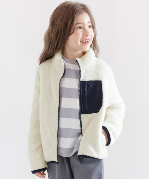 Bee des Bee（ビーデスビー）の「ボアジャケット（その他アウター・キッズ・ベージュ/ブラック/オフホワイト/ラベンダー/チャコール/ライトブルー/コーラルピンク・110cm/120cm/130cm/140cm/150cm/100cm）」の9枚目の写真