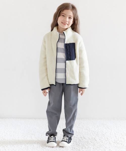 Bee des Bee（ビーデスビー）の「ボアジャケット（その他アウター・キッズ・ベージュ/ブラック/オフホワイト/ラベンダー/チャコール/ライトブルー/コーラルピンク・110cm/120cm/130cm/140cm/150cm/100cm）」の10枚目の写真