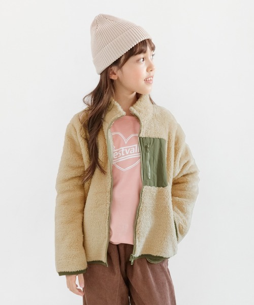 Bee des Bee（ビーデスビー）の「ボアジャケット（その他アウター・キッズ・ベージュ/ブラック/オフホワイト/ラベンダー/チャコール/ライトブルー/コーラルピンク・110cm/120cm/130cm/140cm/150cm/100cm）」の15枚目の写真