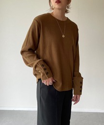 y/m by misato | 袖ボタンカットリブトップス(Tシャツ/カットソー)