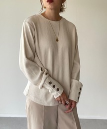 y/m by misato | 袖ボタンカットリブトップス(Tシャツ/カットソー)