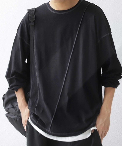 antiqua（アンティカ）の「アウトステッチロンT（Tシャツ/カットソー・メンズ・ブラック/パープル/オフホワイト・FREE）」の2枚目の写真