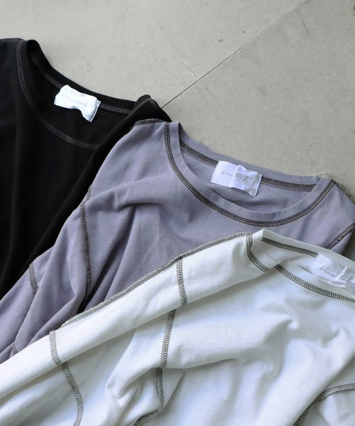 antiqua（アンティカ）の「アウトステッチロンT（Tシャツ/カットソー・メンズ・ブラック/パープル/オフホワイト・FREE）」の5枚目の写真