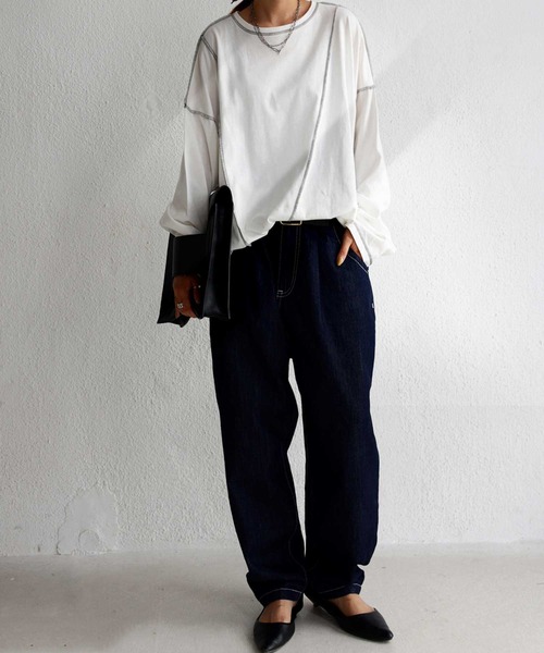 antiqua（アンティカ）の「アウトステッチロンT（Tシャツ/カットソー・メンズ・ブラック/パープル/オフホワイト・FREE）」の21枚目の写真