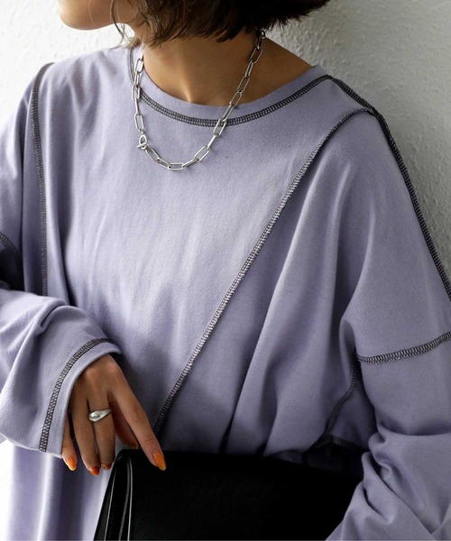 antiqua（アンティカ）の「アウトステッチロンT（Tシャツ/カットソー・メンズ・ブラック/パープル/オフホワイト・FREE）」の4枚目の写真