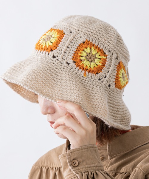 CIAOPANIC TYPY（チャオパニックティピー）の「クロシェハット（ハット・レディース・アイボリー/グリーン/ネイビー・ONE SIZE）」の4枚目の写真