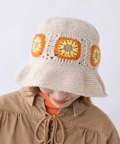 CIAOPANIC TYPY（チャオパニックティピー）の「クロシェハット（ハット・レディース・アイボリー/グリーン/ネイビー・ONE SIZE）」の6枚目の写真