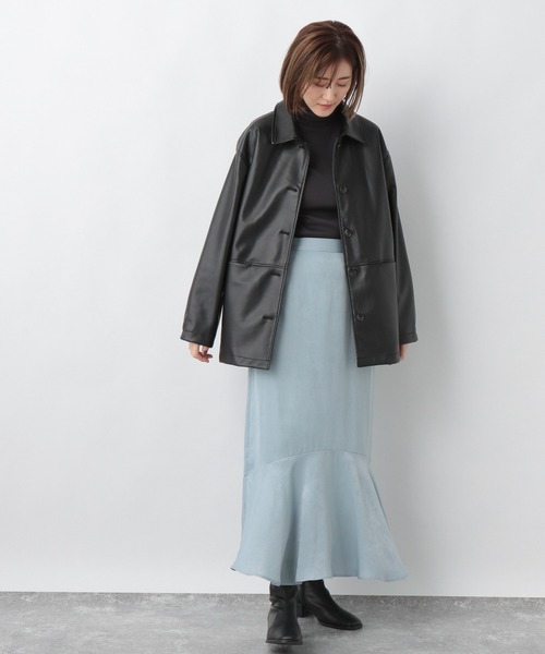 A part by（アパートバイ）の「フェイクレザーステンカラーコート  229500（ステンカラーコート・レディース・ブラック/ベージュ・FREE）」の20枚目の写真