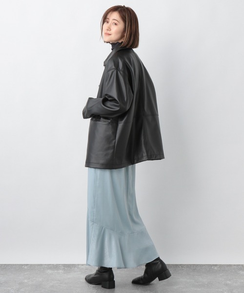 A part by（アパートバイ）の「フェイクレザーステンカラーコート  229500（ステンカラーコート・レディース・ブラック/ベージュ・FREE）」の11枚目の写真