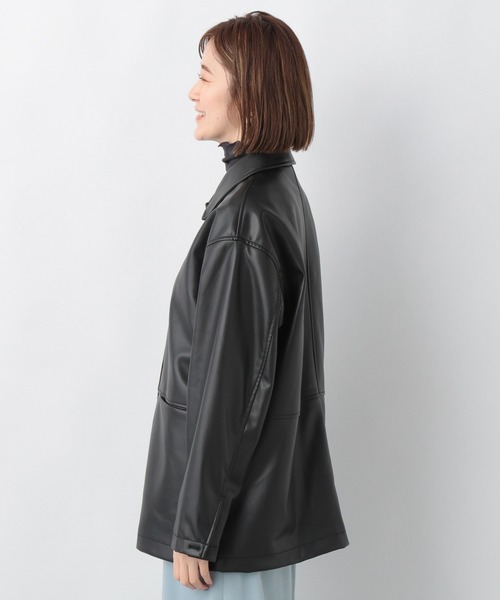 A part by（アパートバイ）の「フェイクレザーステンカラーコート  229500（ステンカラーコート・レディース・ブラック/ベージュ・FREE）」の18枚目の写真