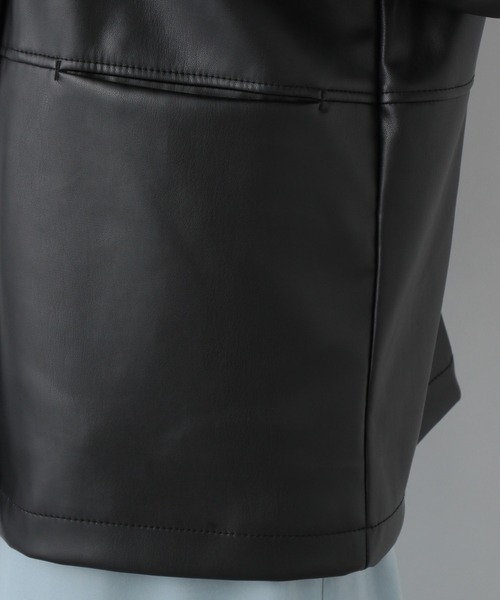 A part by（アパートバイ）の「フェイクレザーステンカラーコート  229500（ステンカラーコート・レディース・ブラック/ベージュ・FREE）」の14枚目の写真