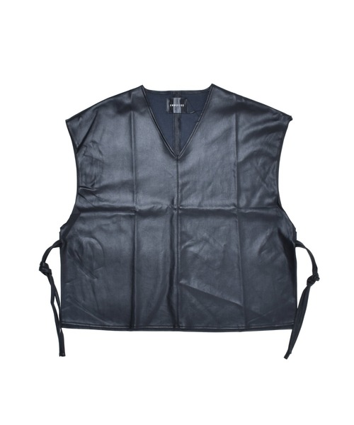 endevice（エンデヴァイス）の「フェイクレザー Vネック ベスト（ベスト・メンズ・ブラック・M/L）」の9枚目の写真
