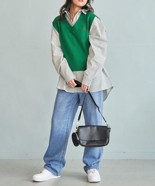 U.S. POLO ASSN.（ユーエスポロアッスン）の「∴WEGO/U.S. POLO ASSN. 別注カラーワンポイントベスト（ベスト・レディース・サックスブルー/グリーン/ピンク/杢グレー/オフホワイト/ブルー系その他/ブラック/ライトイエロー・FREE）」の20枚目の写真