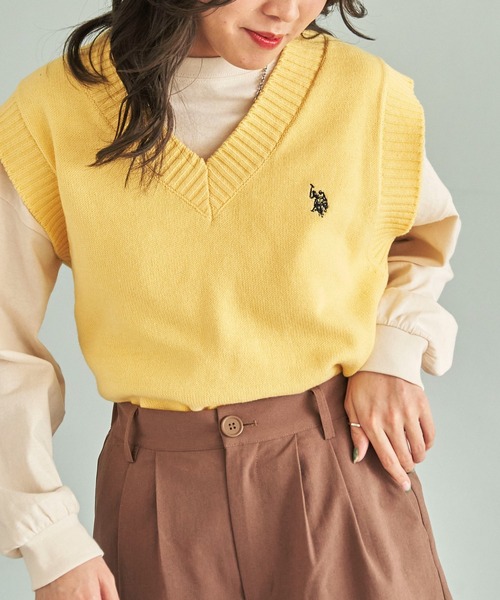 U.S. POLO ASSN.（ユーエスポロアッスン）の「∴WEGO/U.S. POLO ASSN. 別注カラーワンポイントベスト（ベスト・レディース・サックスブルー/グリーン/ピンク/杢グレー/オフホワイト/ブルー系その他/ブラック/ライトイエロー・FREE）」の12枚目の写真