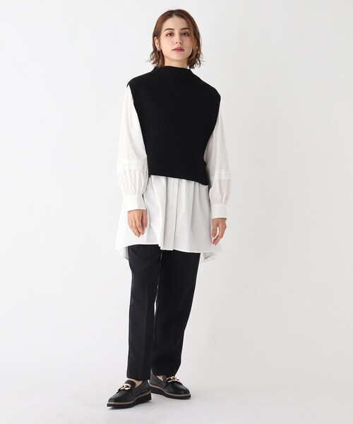 AG by aquagirl(エージーバイアクアガール)の「◆ボトルネックバルキーニットベスト(ベスト・レディース・ブラック/オフホワイト・38)」の10枚目の写真