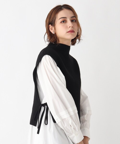 AG by aquagirl(エージーバイアクアガール)の「◆ボトルネックバルキーニットベスト(ベスト・レディース・ブラック/オフホワイト・38)」の16枚目の写真