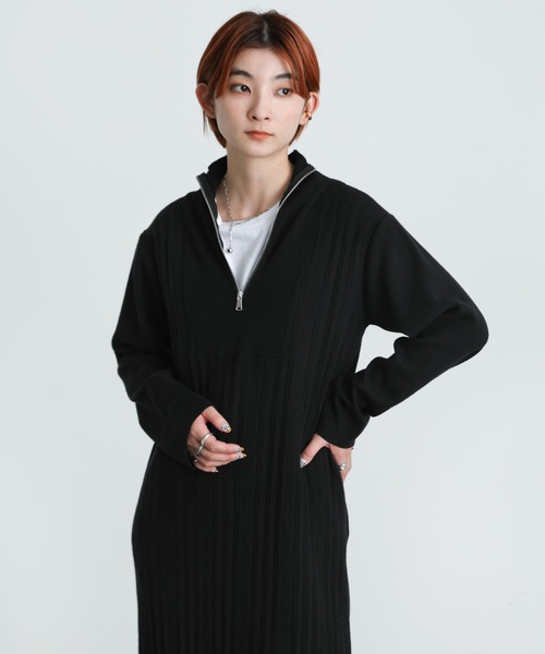 select MOCA(セレクトモカ)の「2021 AW ハイネックハーフジップニットワンピース(ワンピース・レディース・ブラック/ブルー/アイボリー・FREE)」の12枚目の写真