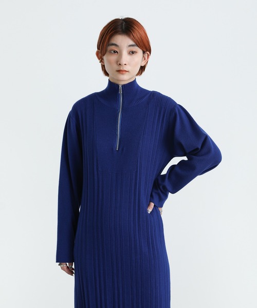 2021 AW ハイネックハーフジップニットワンピース（ワンピース