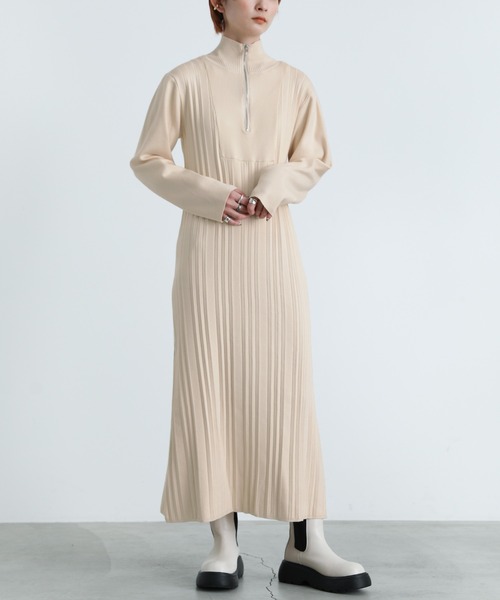 2021 AW ハイネックハーフジップニットワンピース（ワンピース