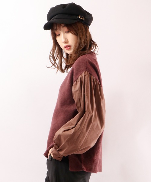 EACH.（イーチ）の「【EACH】VOLUME SLEEVE COMBI KNIT　ニット　ボリューム袖（ニット/セーター・レディース・ブルー/グレー/ブラウン・FREE）」の11枚目の写真