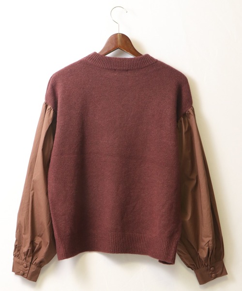 EACH.（イーチ）の「【EACH】VOLUME SLEEVE COMBI KNIT　ニット　ボリューム袖（ニット/セーター・レディース・ブルー/グレー/ブラウン・FREE）」の19枚目の写真