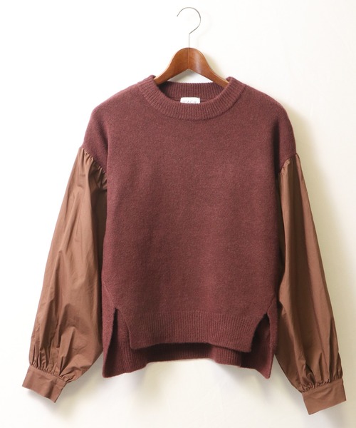 EACH.（イーチ）の「【EACH】VOLUME SLEEVE COMBI KNIT　ニット　ボリューム袖（ニット/セーター・レディース・ブルー/グレー/ブラウン・FREE）」の20枚目の写真