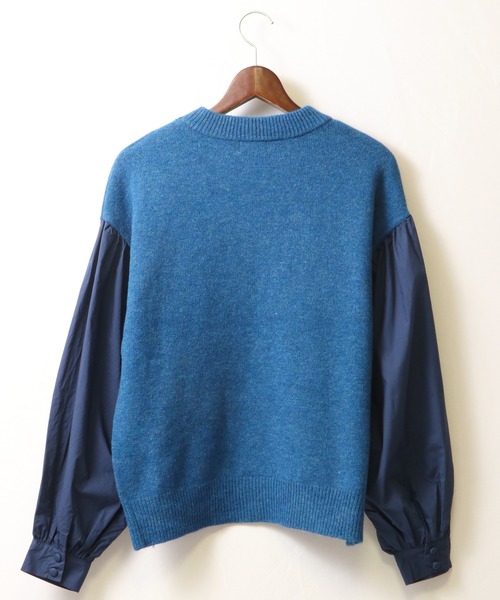 EACH.（イーチ）の「【EACH】VOLUME SLEEVE COMBI KNIT　ニット　ボリューム袖（ニット/セーター・レディース・ブルー/グレー/ブラウン・FREE）」の17枚目の写真
